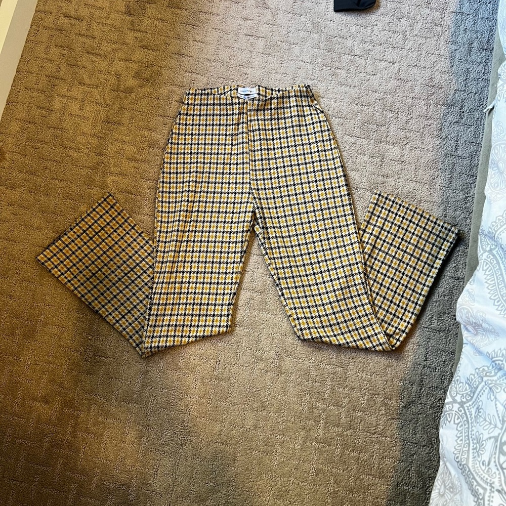 Urban Outfitters Yellow Plaid Flare Pants